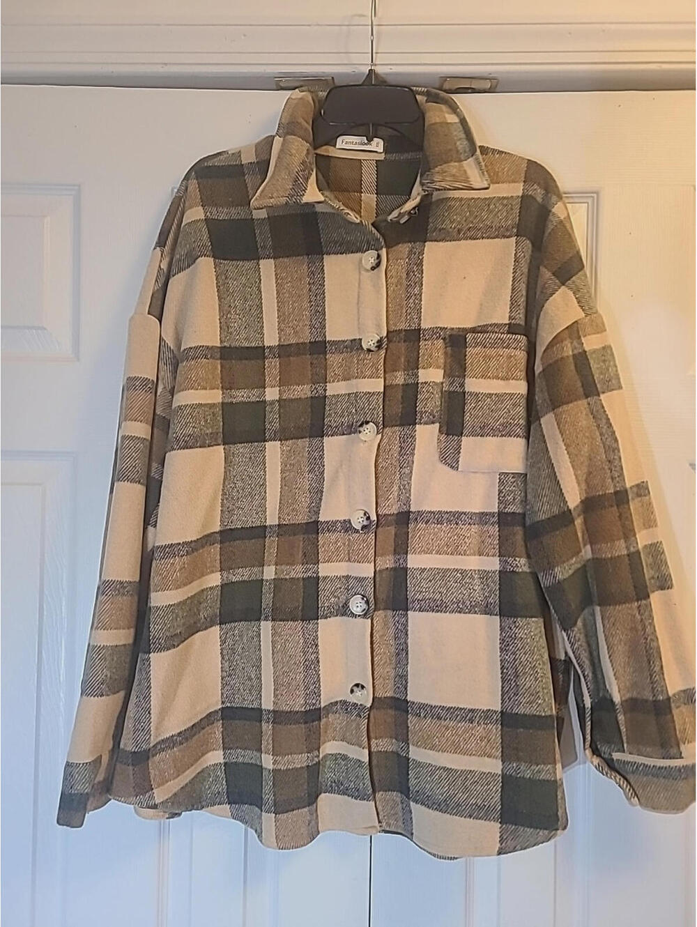 Womens Heavy Flannel Shirt/Overcoat Plaid Button Down With Pocket Size XXL New!